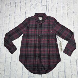 Vans MENS SIZE S Off The Wall Shirt Black Gray Red Plaid Pockets